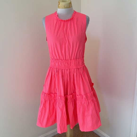 NWT! LILLY PULITZER Size 10 coral spritz Elena stretch ruffled dress